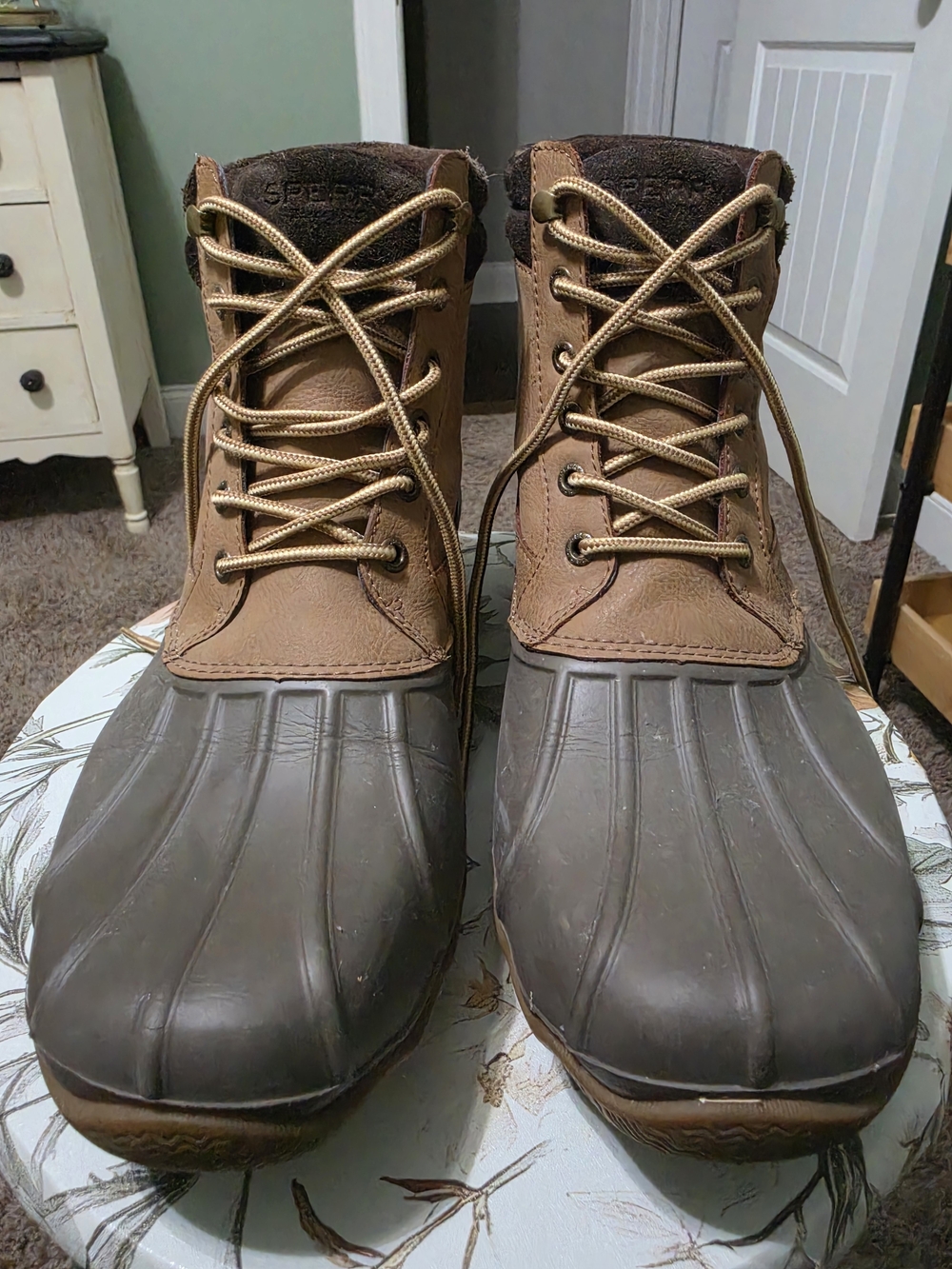 Sperry Brown and Dark Brown Men’s Duck Boots - Lace-Up Waterproof